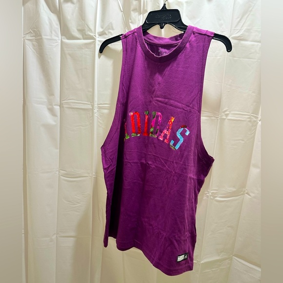 Adidas Magenta Tank with Multicolor Logo - Picture 4 of 4